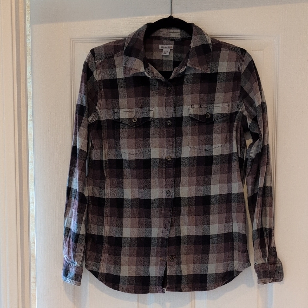 Carhartt Purple and Gray Checkered Shirt
